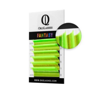 Extensii de gene fir cu fir colorate Fantasy Mix verde-neon - OkoLashes