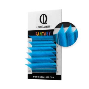 Extensii de gene fir cu fir colorate Fantasy Mix albastru-neon - OkoLashes
