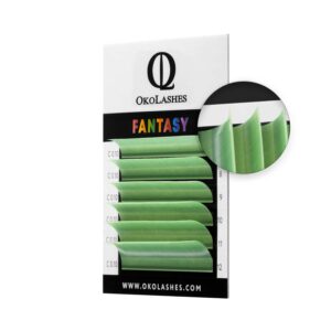 Extensii de gene fir cu fir colorate Fantasy Mix verde - OkoLashes