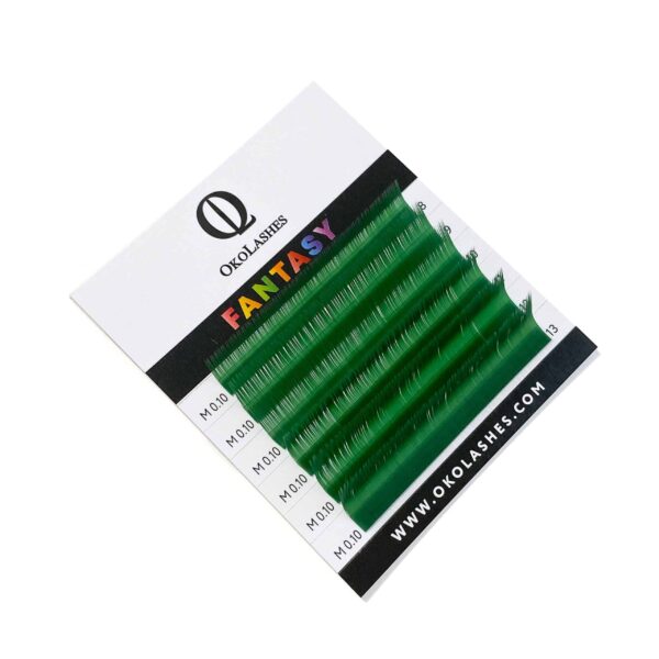 Extensii de gene fir cu fir colorate Fantasy Mix verde - OkoLashes - imagine 4