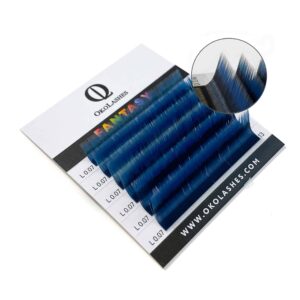 Extensii de gene fir cu fir colorate Fantasy Mix albastru-negru - OkoLashes